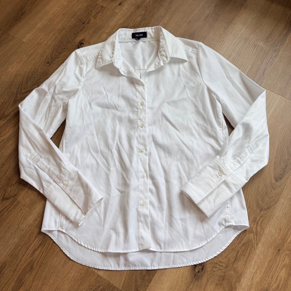 ME+EM White Cotton Button Down Shirt Long Sleeve US 6 UK 10 Quiet Luxury